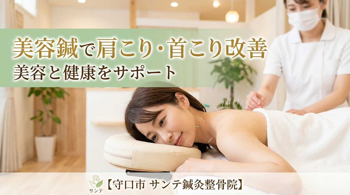 美容鍼で肩こりや首こりの改善をサポートする施術イメージ