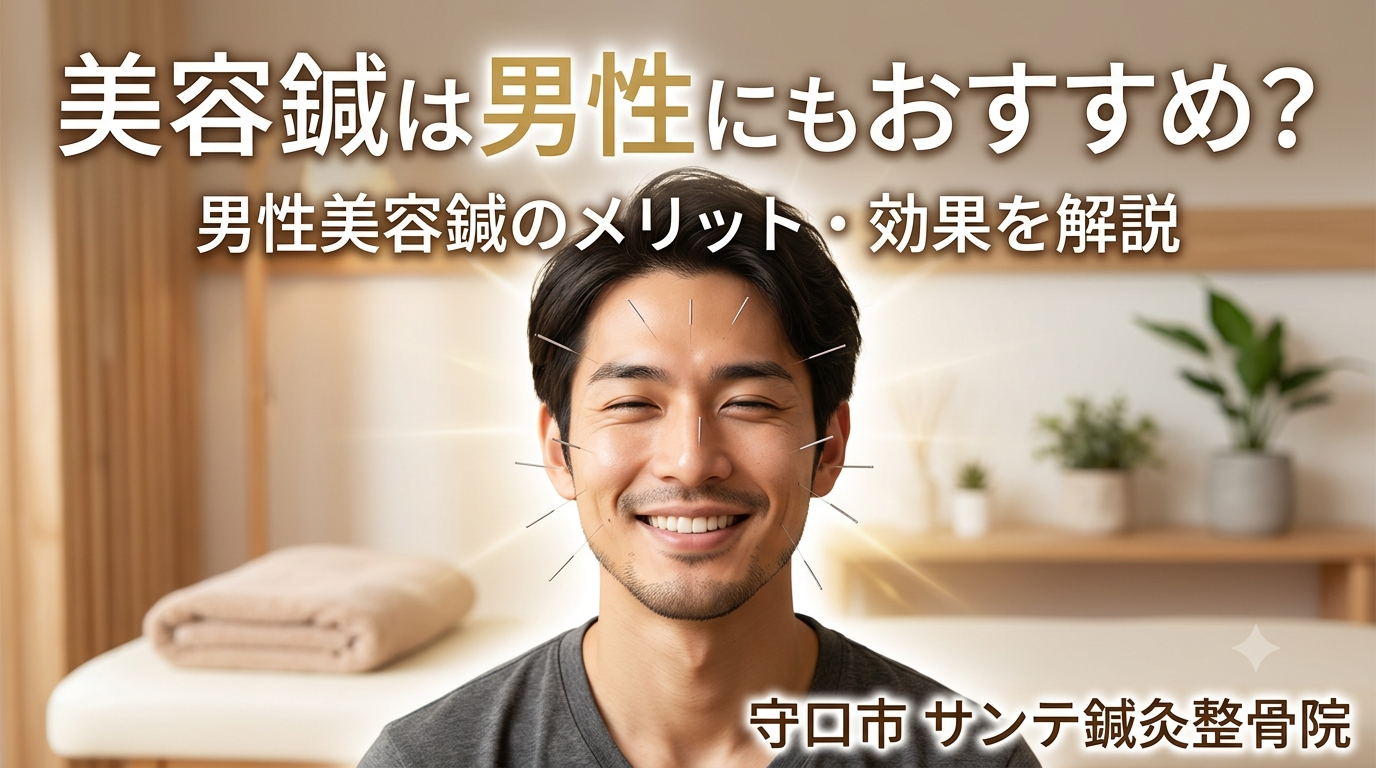男性向け美容鍼のメリットや効果を解説する施術イメージ