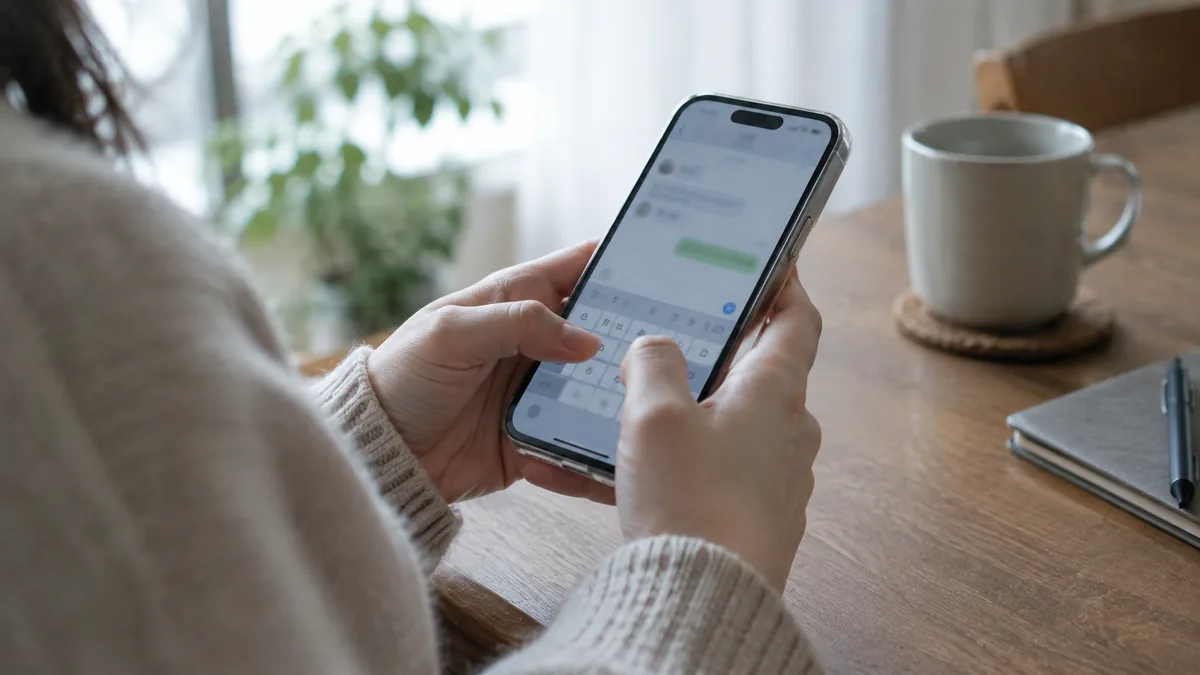 スマートフォンで予約の連絡をする手元のイメージ