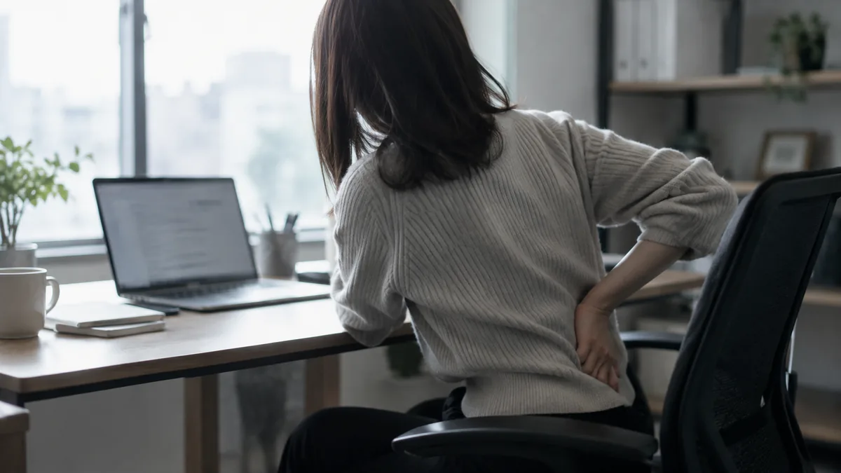 事故のあと、腰の違和感を気にする人物のイメージ