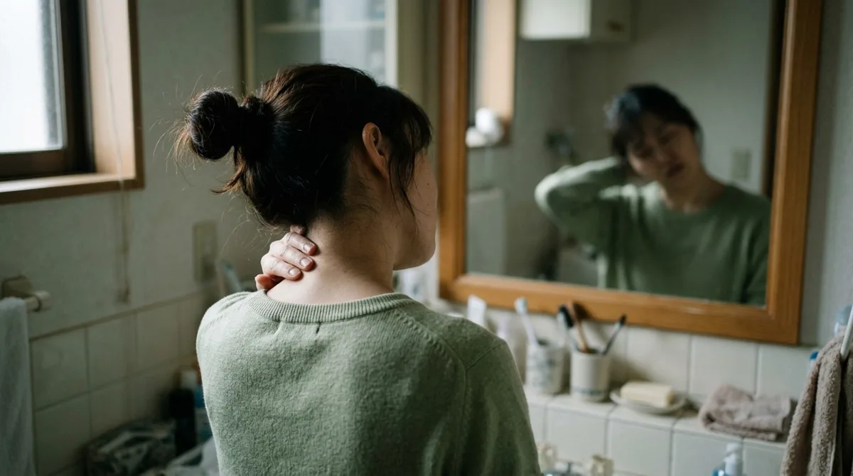 首の動きを確認する人物のイメージ
