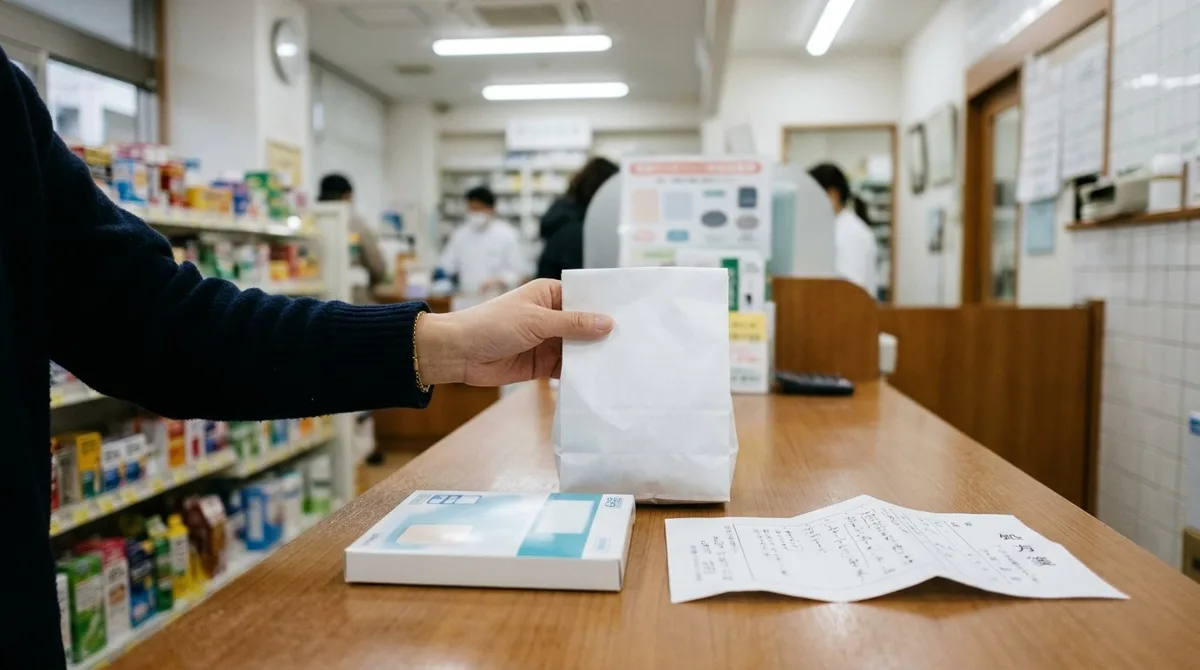 診察後に渡される、薬と湿布のイメージ