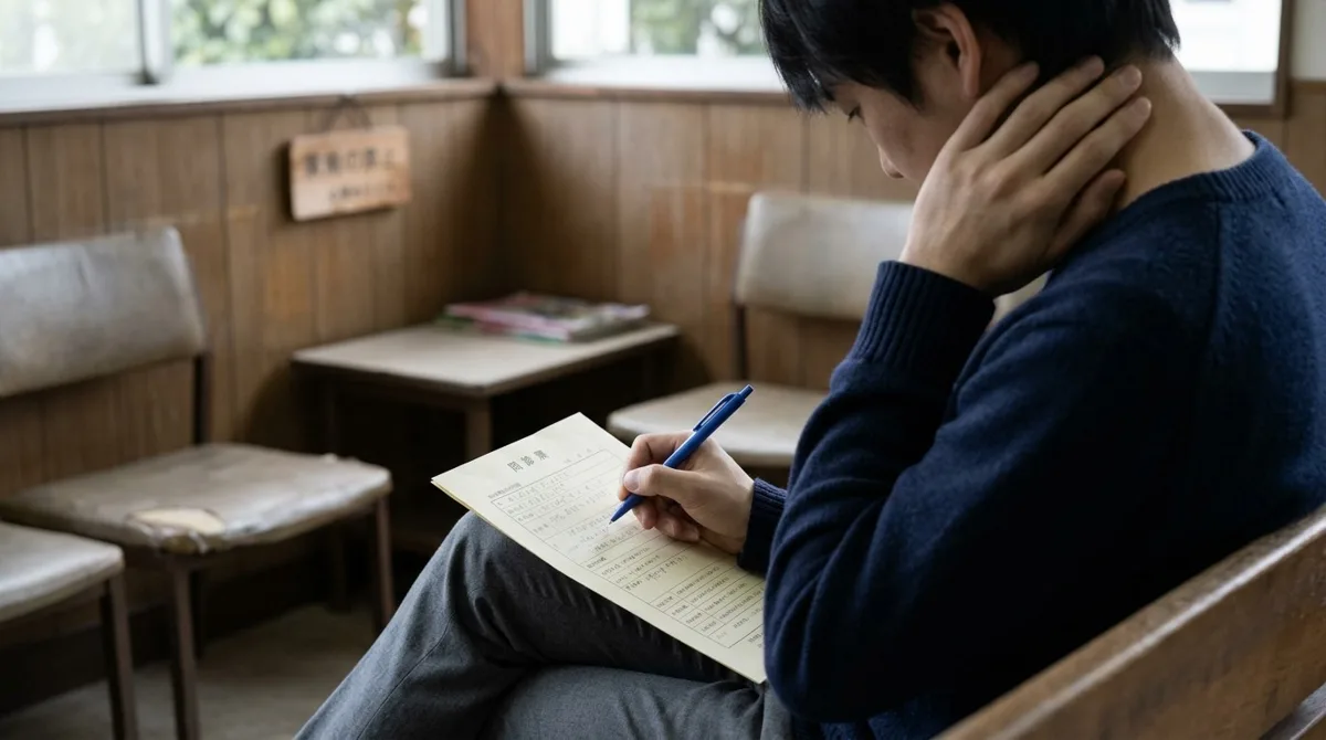 施術所で、問診票に記入するイメージ