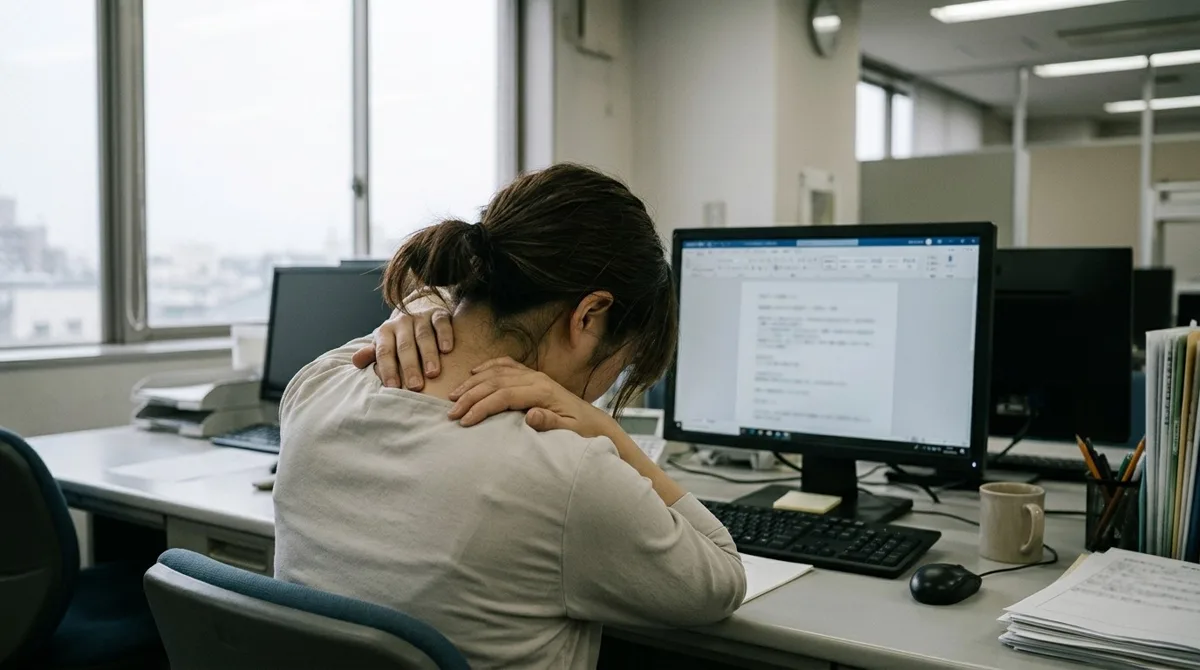 首や肩に違和感のある人物のイメージ