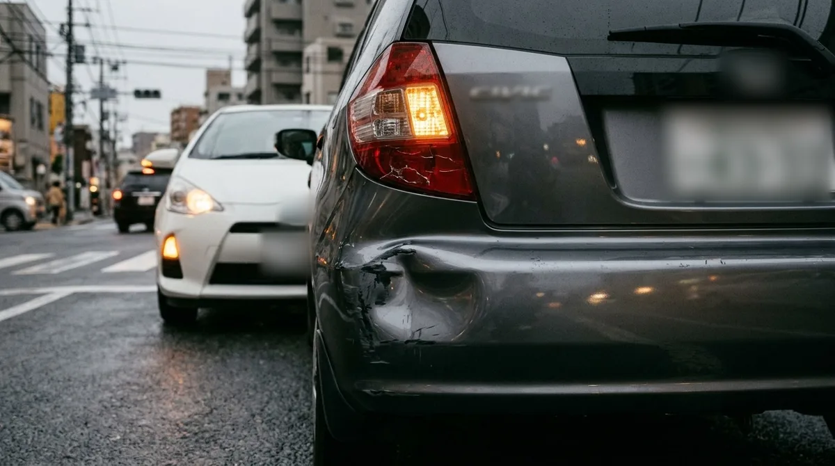 追突された車のリアバンパーのイメージ